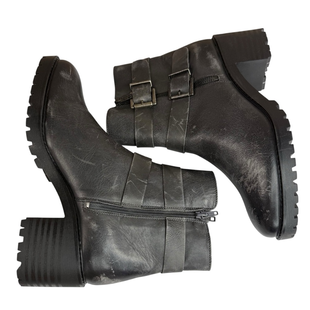 Eric Michael Black Leather Double Buckle Lug Sole Ankle Boots EU 41 - Picture 8 of 15